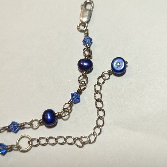 Glass pendant with blue dyed pearls - Picture 2 of 4